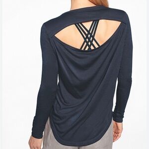 Athleta breezy long sleeve navy blue tee w/ open back sold out!